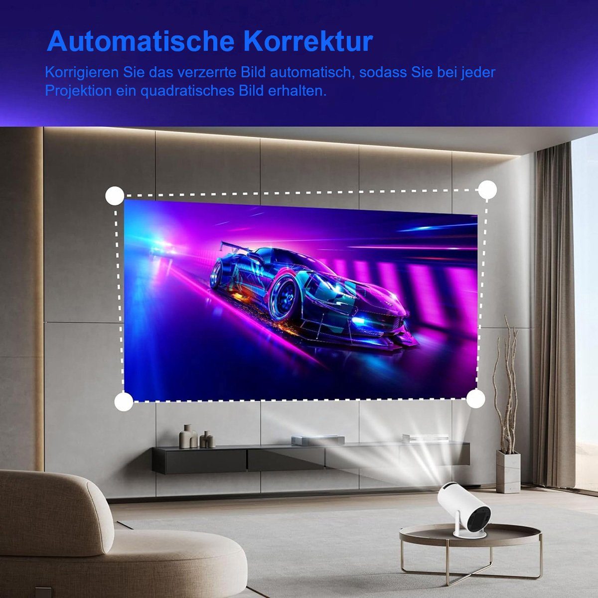 Yoyaxi 4K HD Mini-Projektor für Wände und Decken,automatische Trapezkorrektur Beamer (120 ANSI Smart WiFi 2.4G/5G Android 11.0 Projektor)