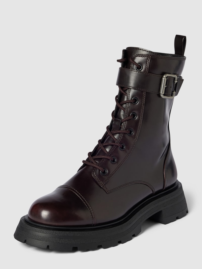 Boots mit Schnürung und profilierter Sohle in bordeaux rot