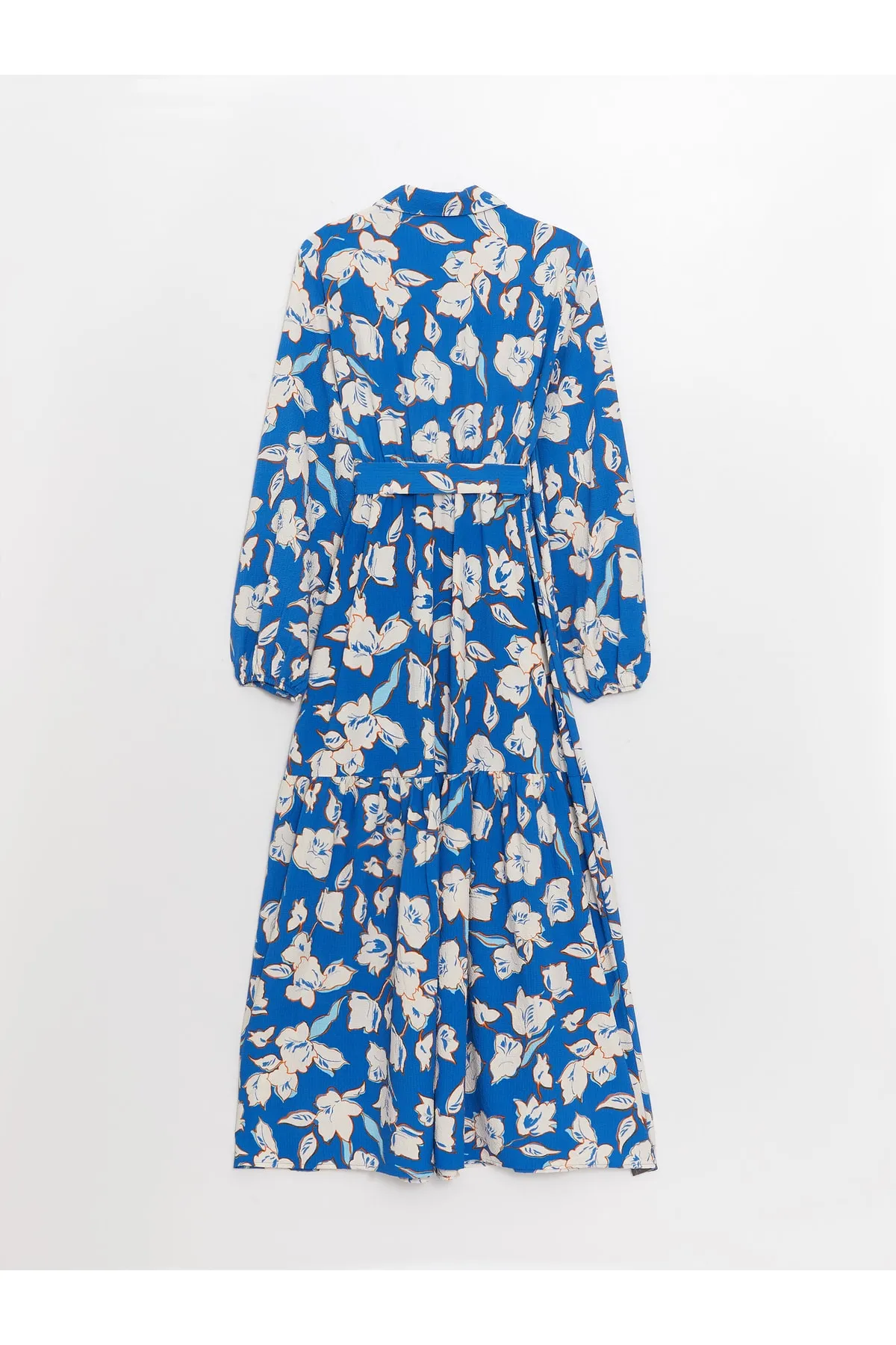 LC Waikiki  Langärmliges Damenkleid mit floralem Muster und Hemdkragen
