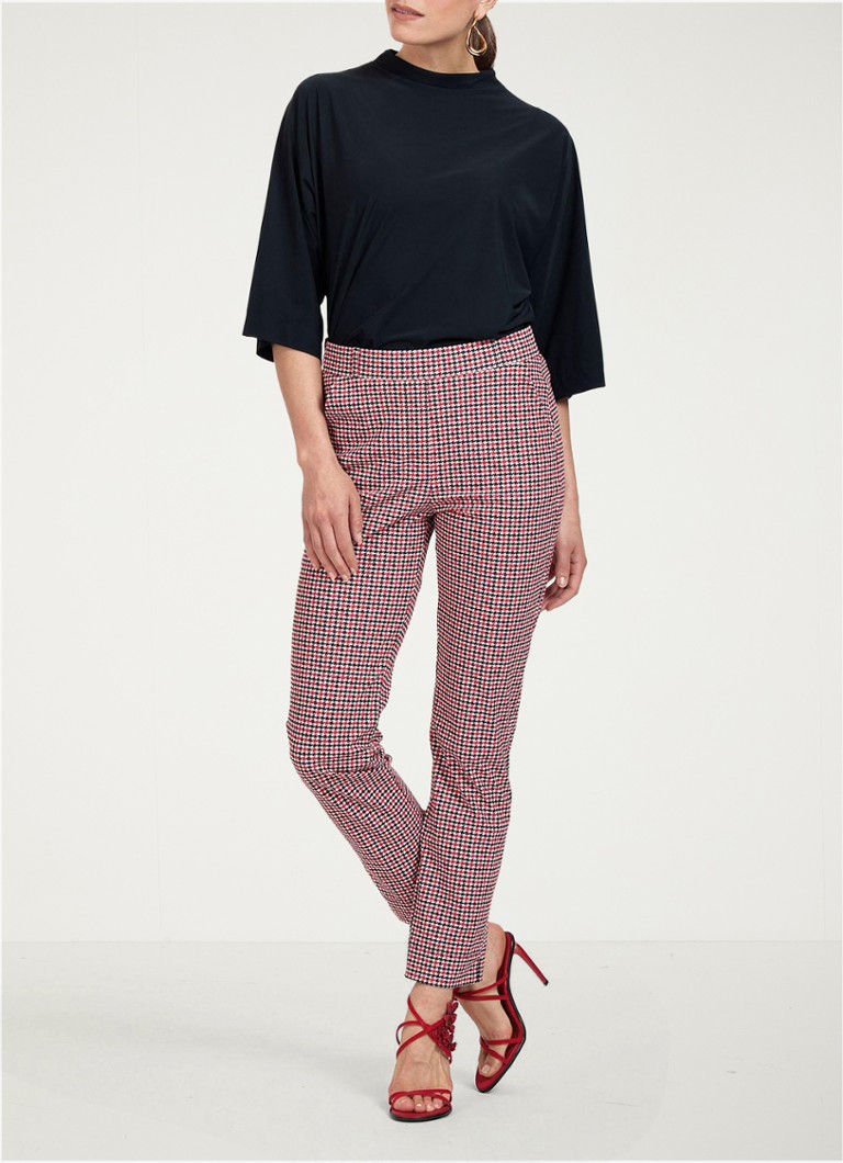 Studio Anneloes Anna mid-waist slim-fit trousers with houndstooth pattern
