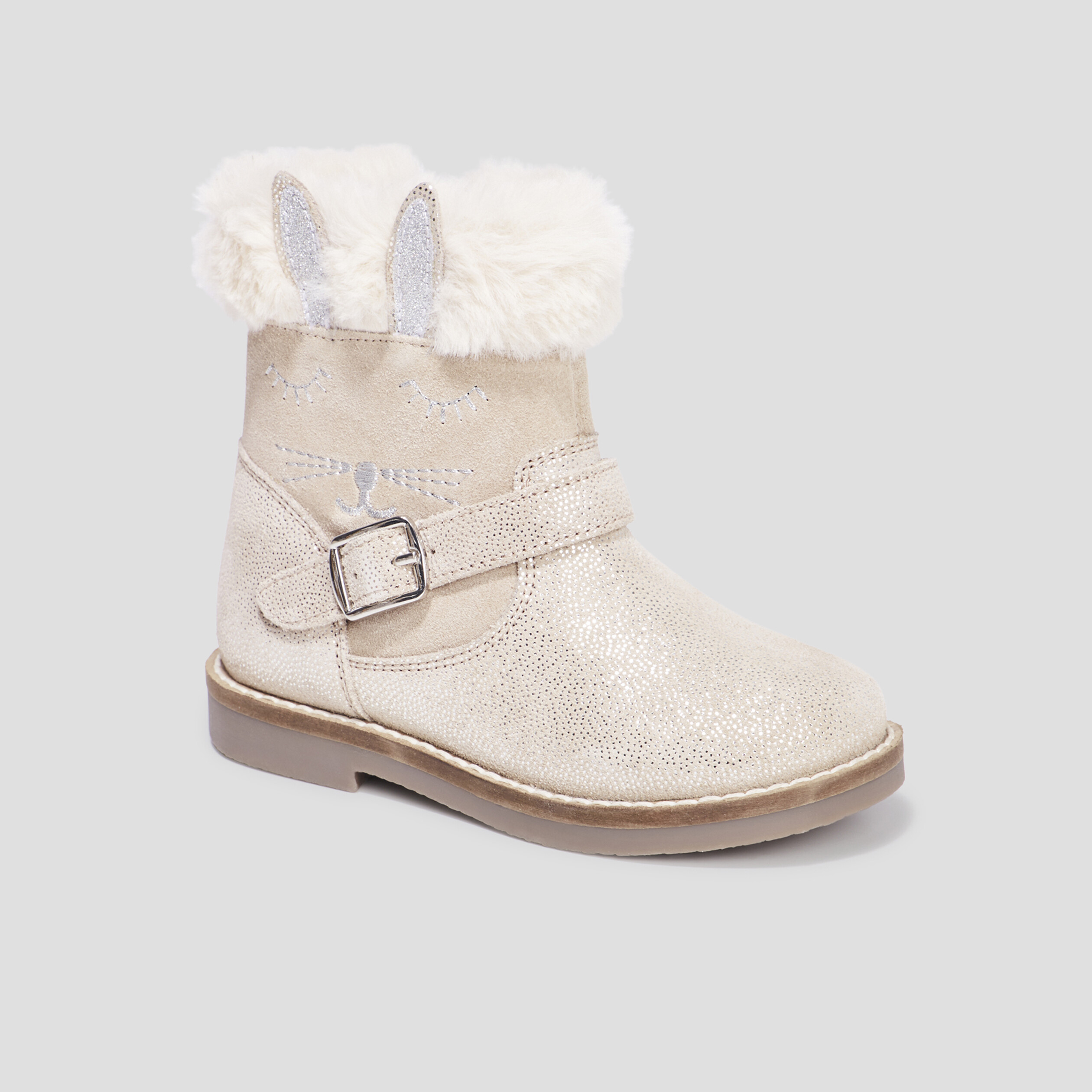 Bottes en cuir détails fourrure rose fille | La Halle