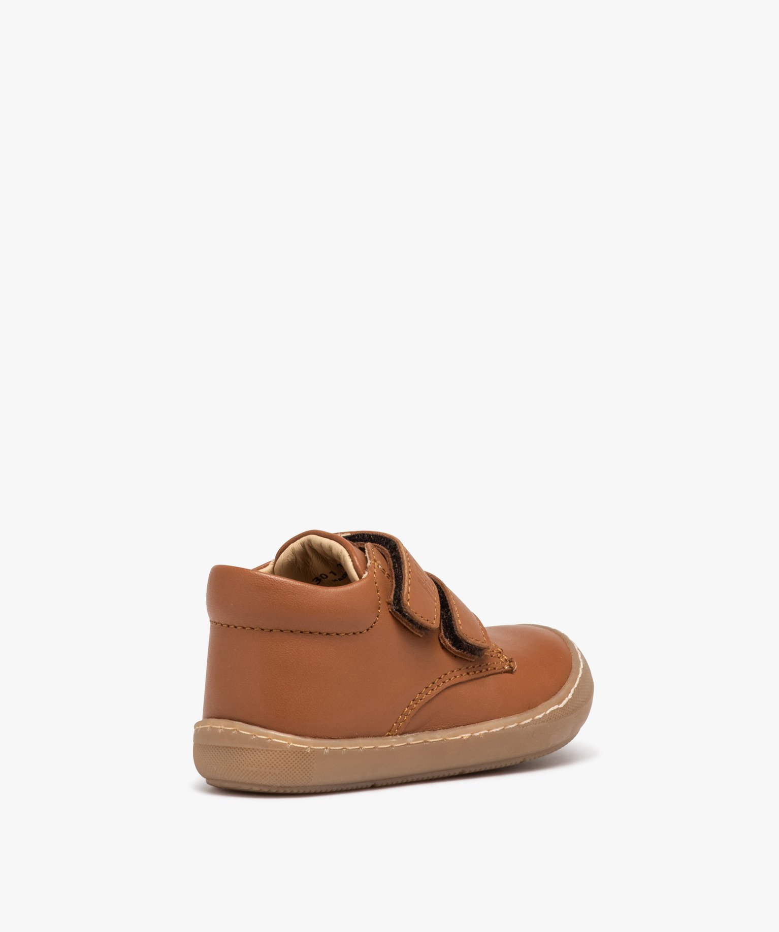 Baskets bébé Garçon dessus en cuir uni à double scratch ... camel | GEMO