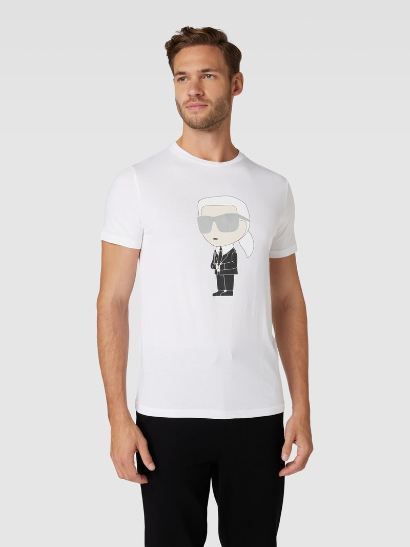 T-Shirt mit Motiv-Print in weiß