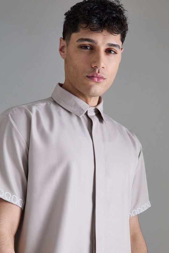 Oversize Twill-Hemd mit Print