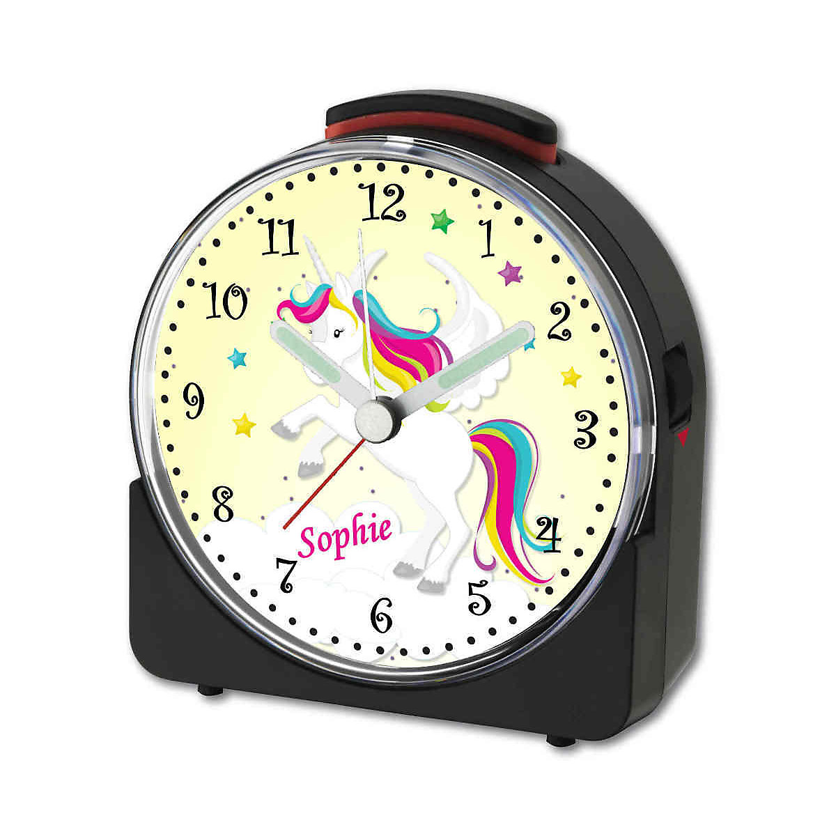 Kinder Funkwecker weiß personalisiert mit Namen Einhorn