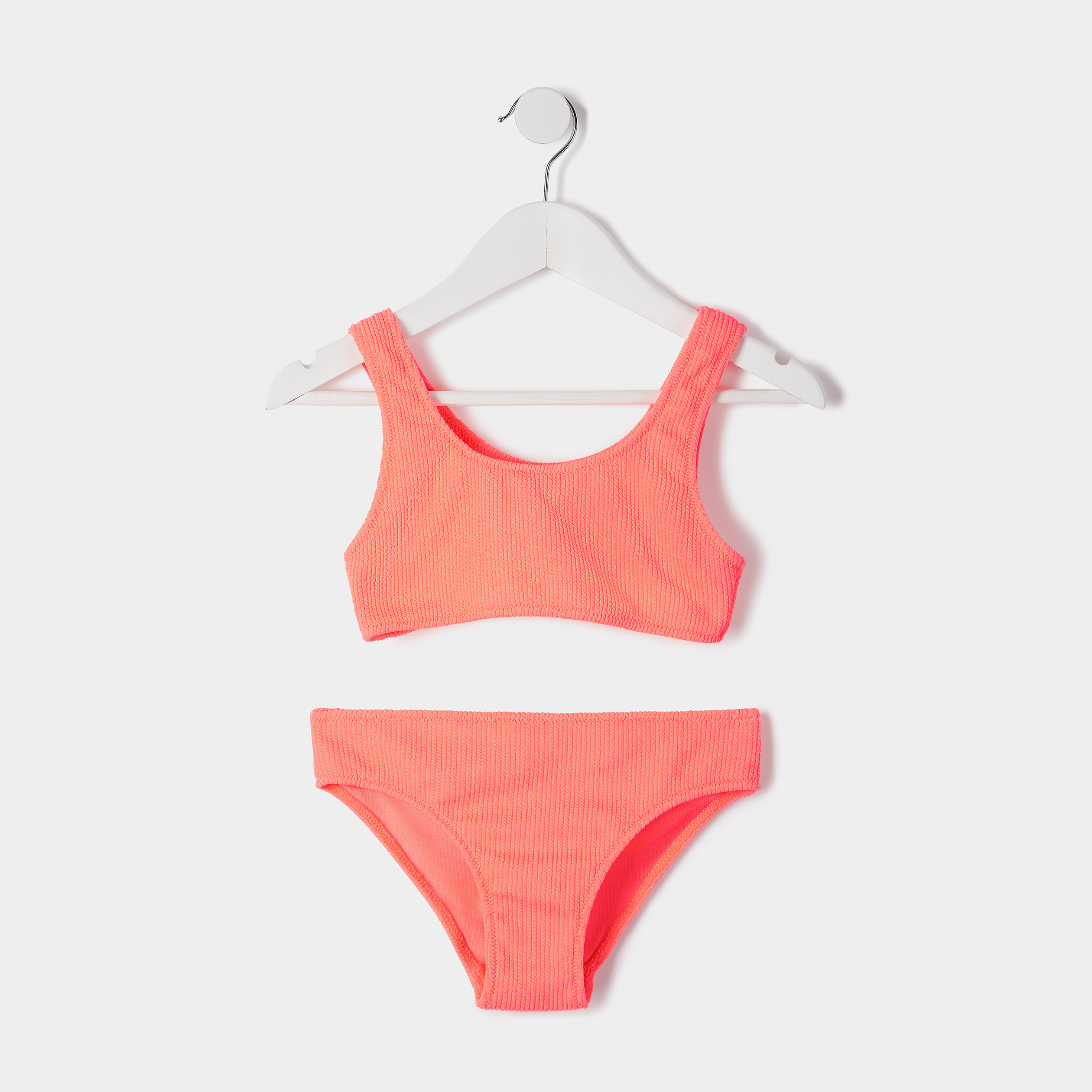Maillot de bain 2 pièces orange fluo fille | La Halle