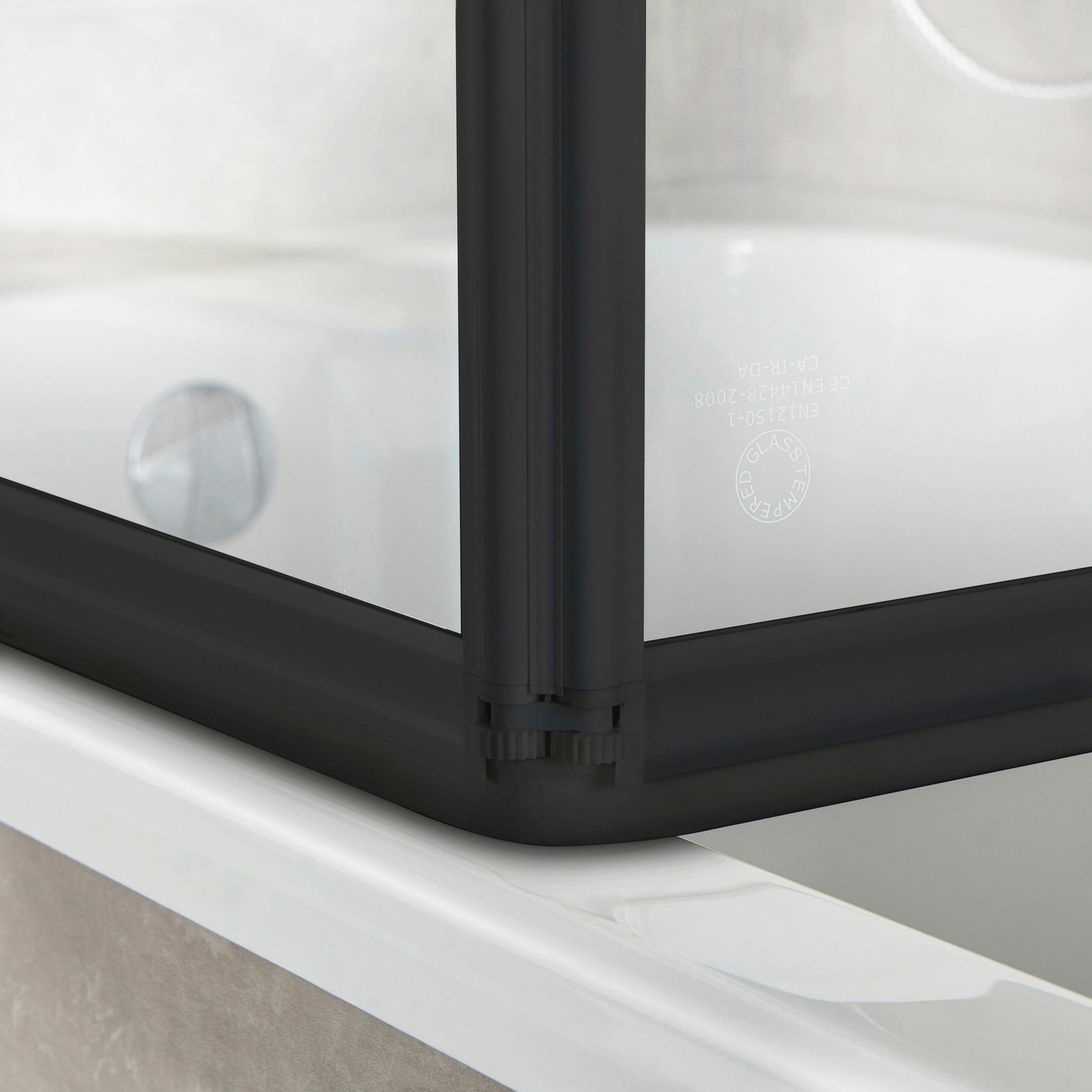 welltime Badewannenaufsatz Nassau, Einscheibensicherheitsglas, (2 tlg), Badewannenfaltwand, Spritzschutzwand für Badewanne