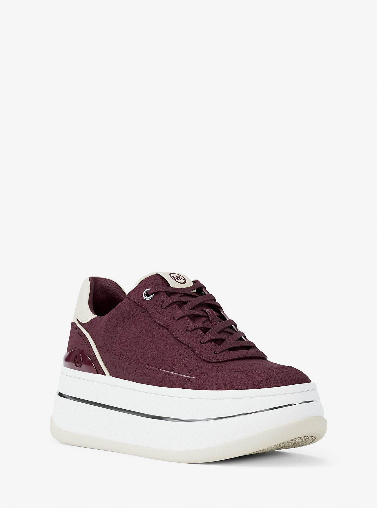 Hayes Crocodile Embossed Suede Platform Sneaker - OXBLOOD