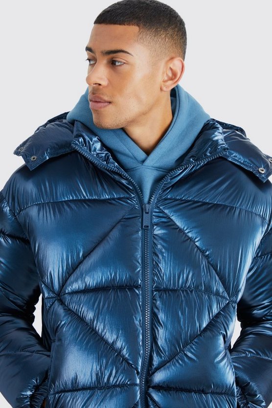 Kastige Metallic Steppjacke