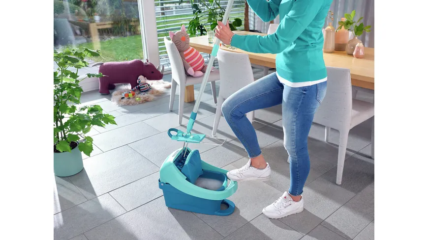 LEIFHEIT Wischtuchpresse PROFI XL mit Rollen Türkis/Grün