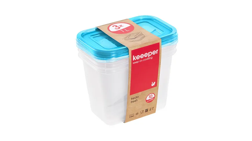 keeeper Frischhaltedosen Set Fredo Fresh 3-tlg. 1l fresh-blue transparent