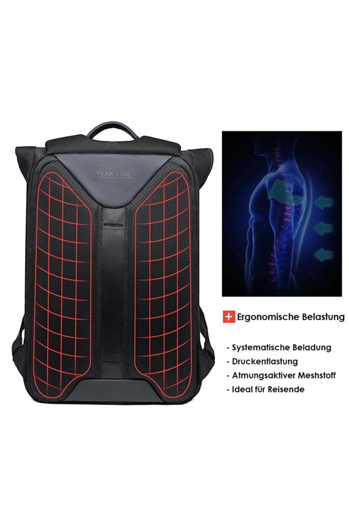 Peak Time  Rucksack - Schwarz - Unifarben