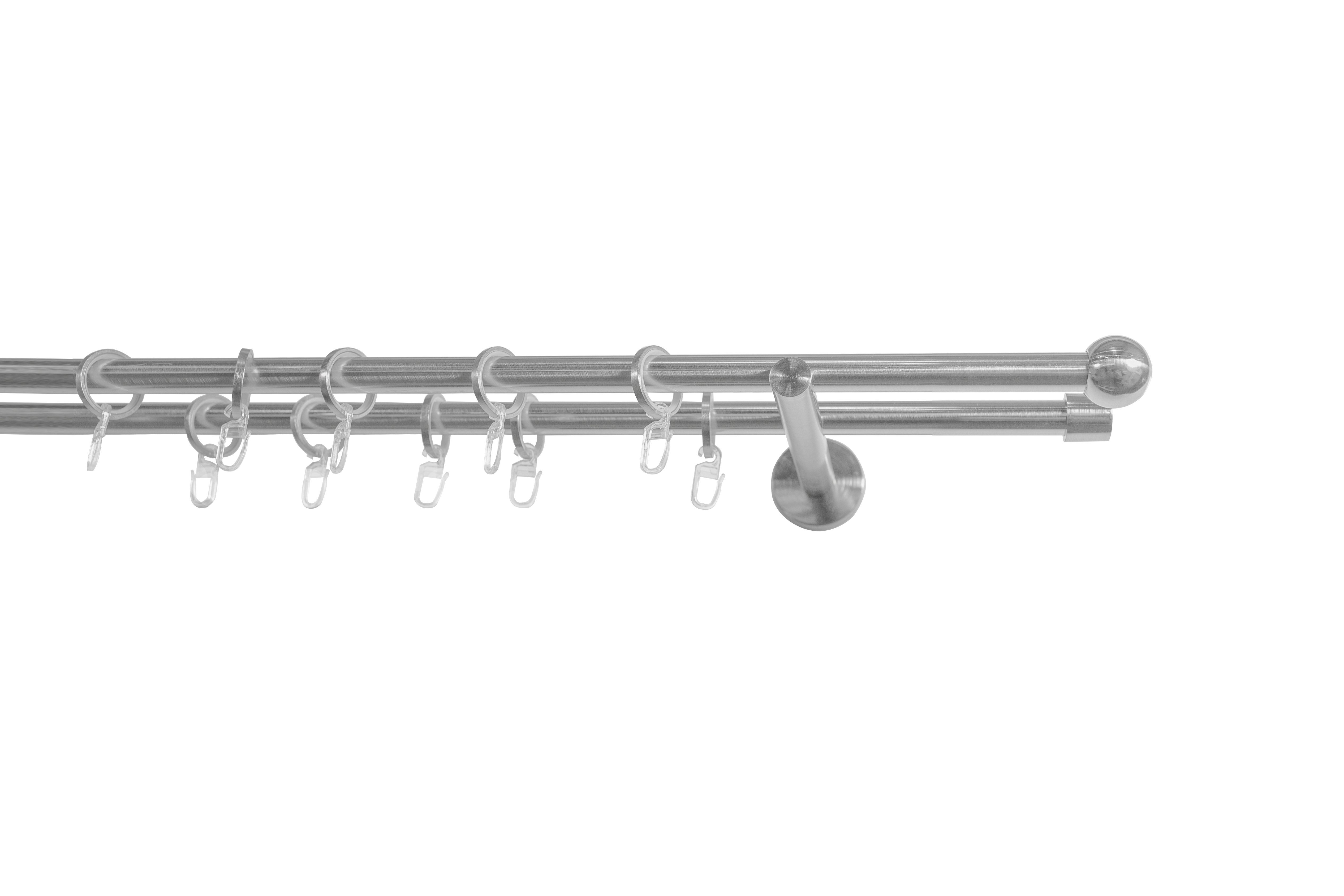 Gardinenstange Straßburg, SN DECO GROUP, Ø 19 mm, 2-läufig, Fixmaß, Verschraubt, Stahl, Komplettset mit Ringen