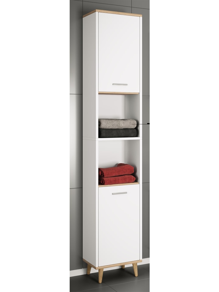 VCM  Holz Badmöbel Bad Hochschrank Badschrank Landos in Weiß / Honig-Eiche günstig kaufen onesize