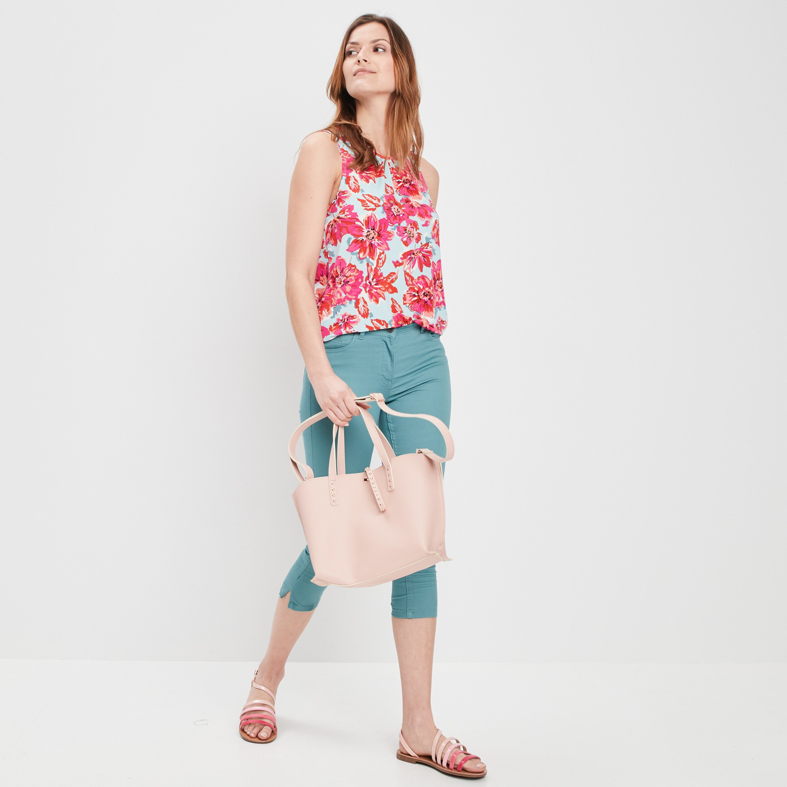 Débardeur ouverture dos bleu turquoise femme | La Halle