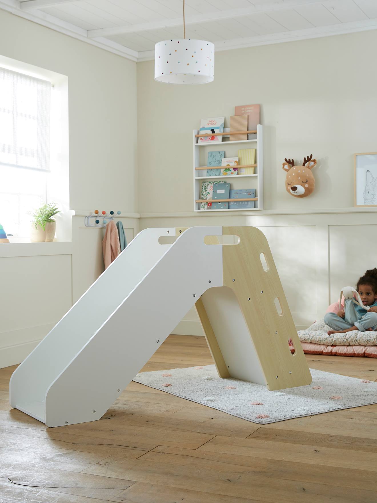 Toboggan bébé en bois FSC® blanc