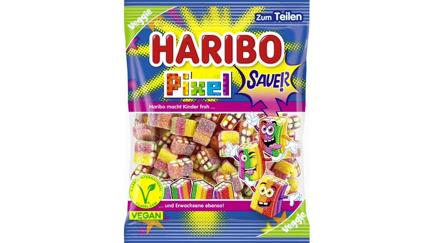 Haribo Fruchtgummi-Konfekt Rainbow Pixel Sauer Veggie 160 g