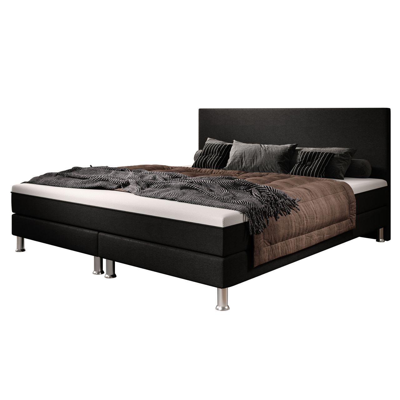 IHG Boxspringbett Sunny Plus 180x200 Webstoff Schwarz