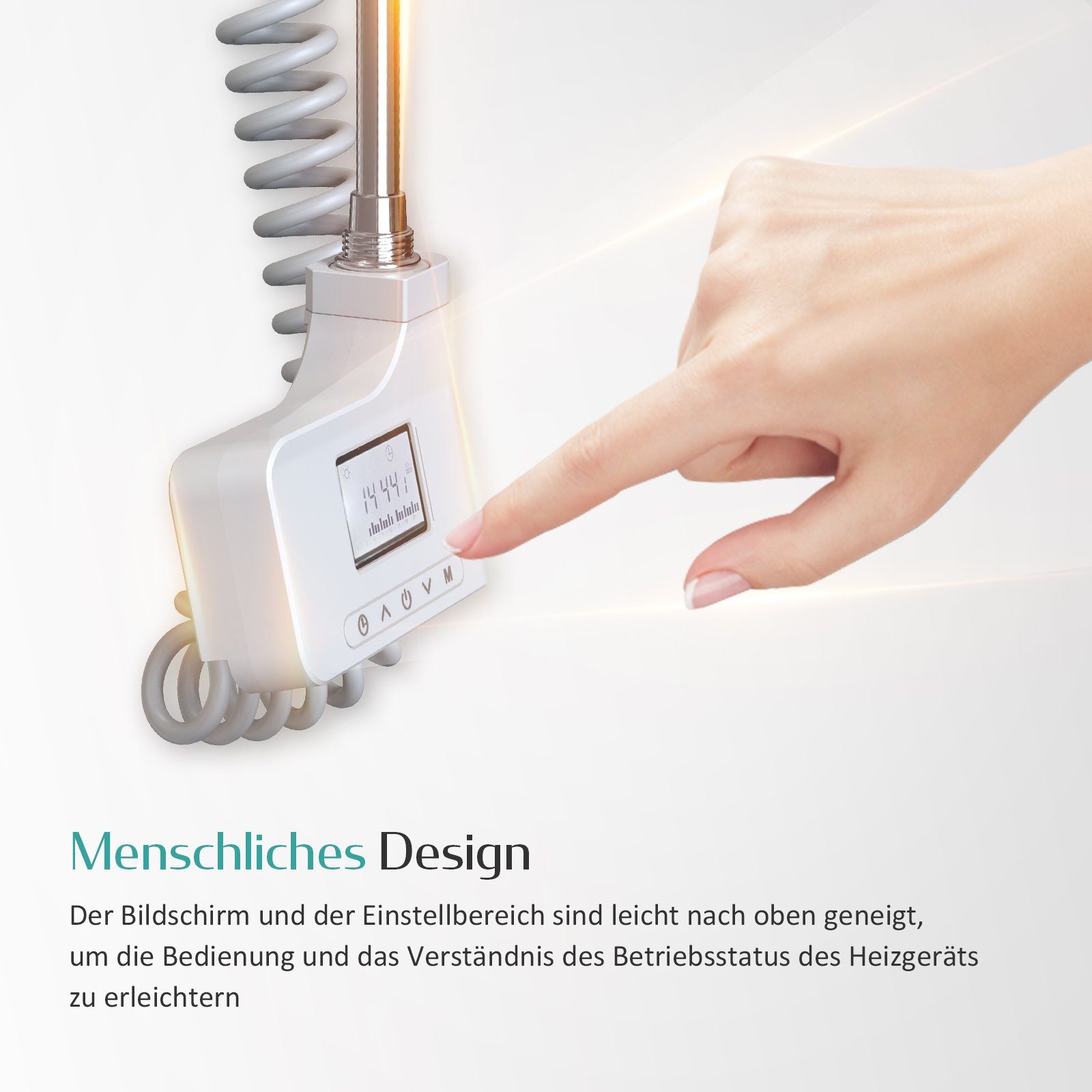EMKE Heizstab 300W-1200W Heizstab mit Thermostat, Heizpatrone für Badheizkörper Heizelement IP44 Weiß ohne Heizkörper