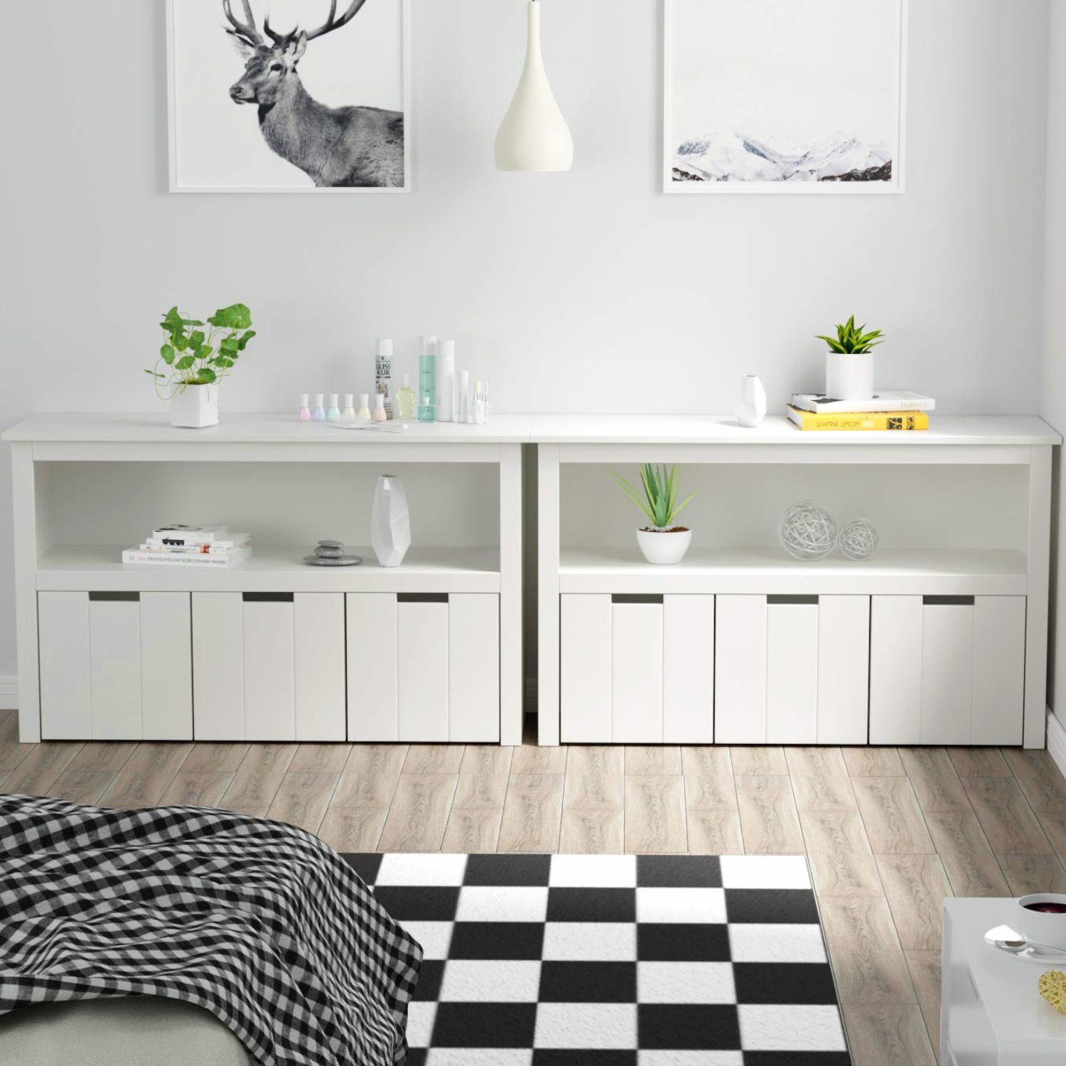 Homfa Bücherregal, 3 Schubladen Kinderkommode mit Rollen 102 x 33 x 61,5