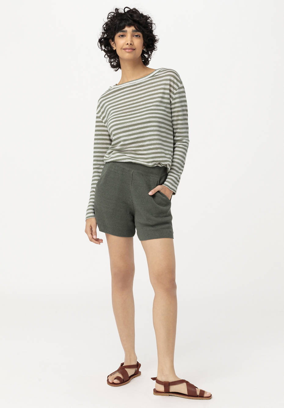Ringel-Langarmshirt aus reinem Leinen