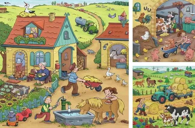 Kinderpuzzle ab 5 Jahren - Viel los auf dem Bauernhof - 49 Teile
