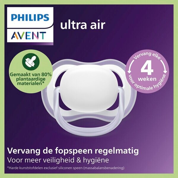 Philips Avent Cumisüveg Ultra Air 6-18 hónapos korig SCF376/28 Éjszakai cumi 2 db
