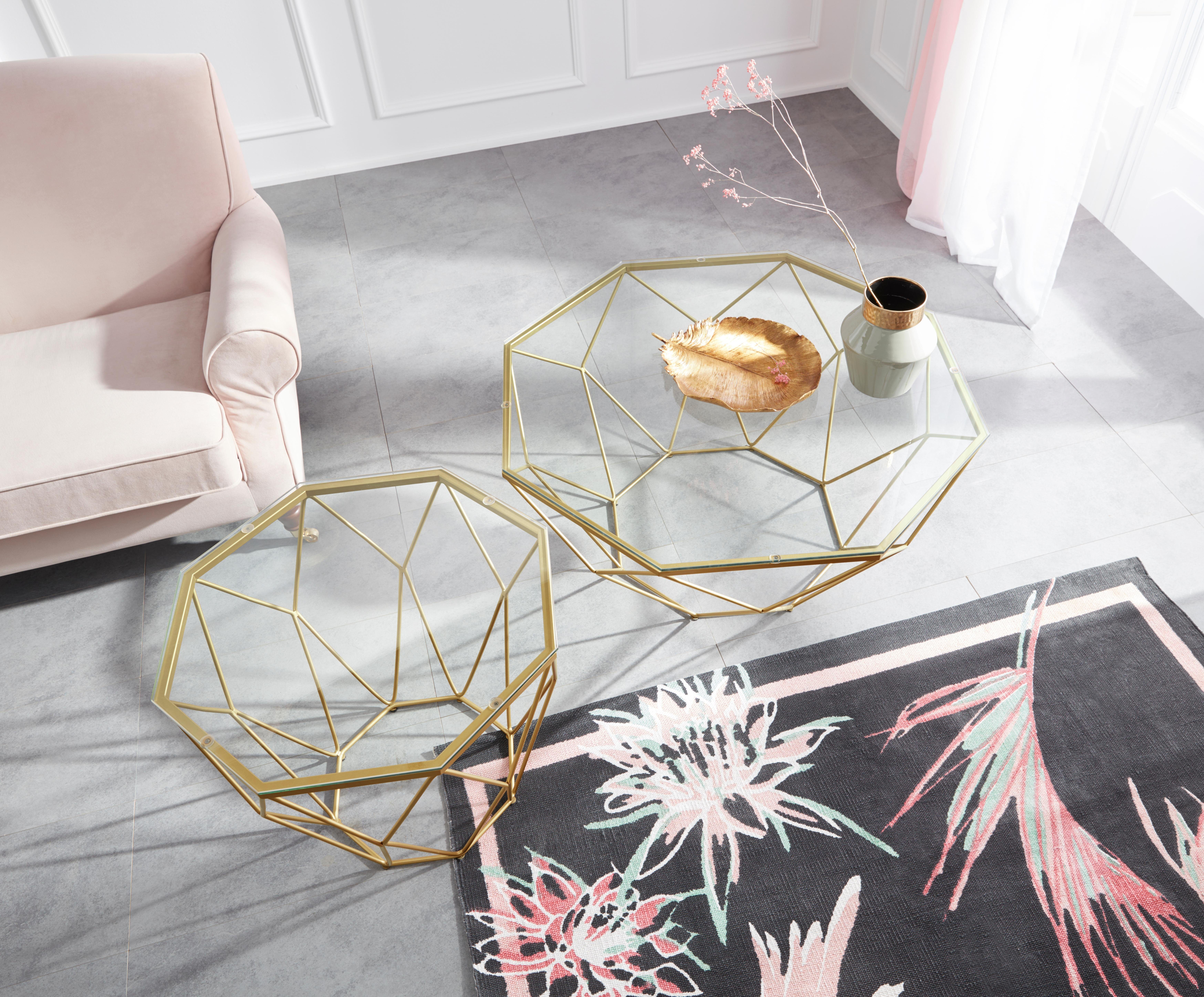Guido Maria Kretschmer Home&Living Couchtisch Caen, aus Glas und Metall in geometrischen Formen, Breite 95 cm