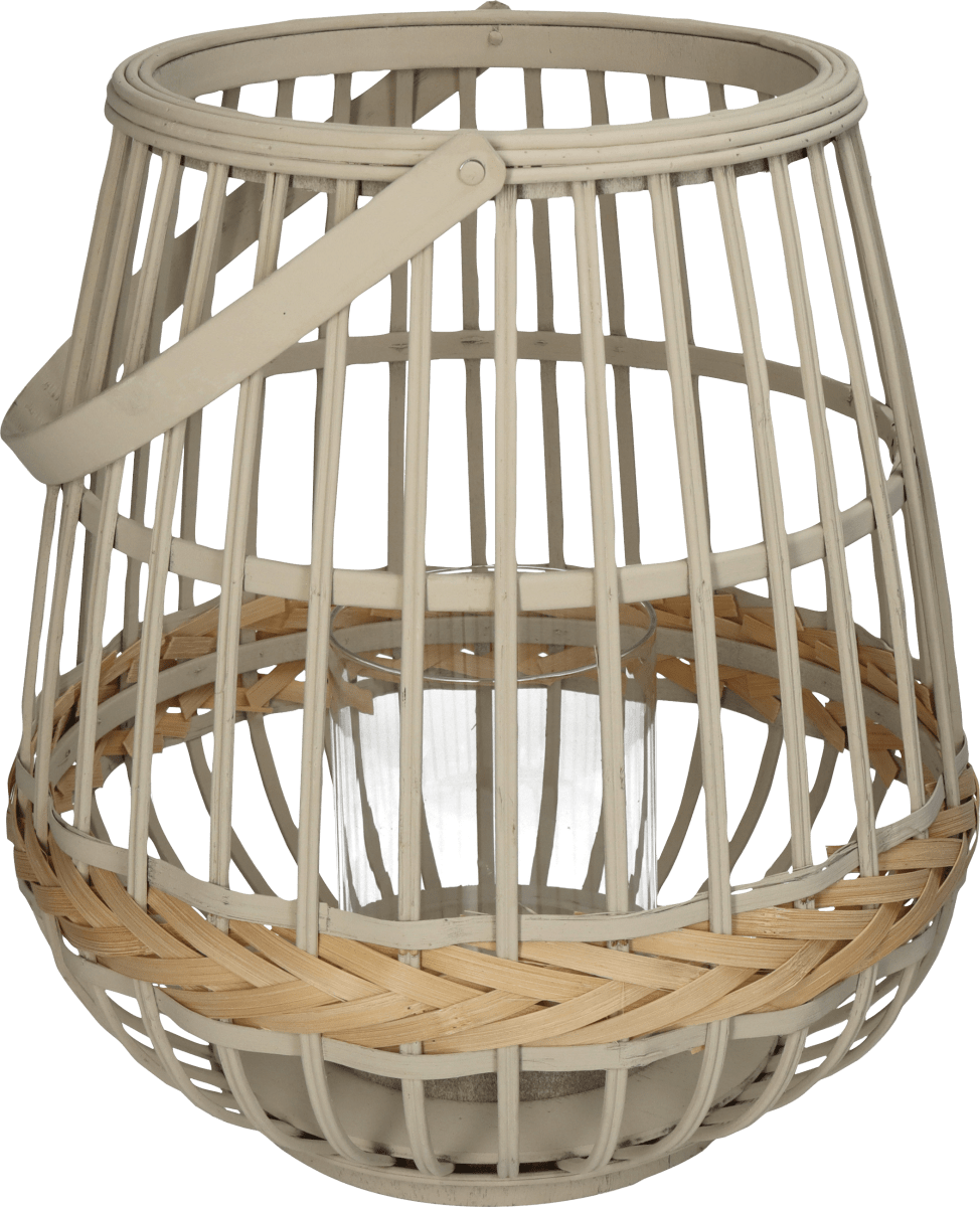 Windlicht aus Bambus, greige (29,5x29,5x32 cm), 1 St