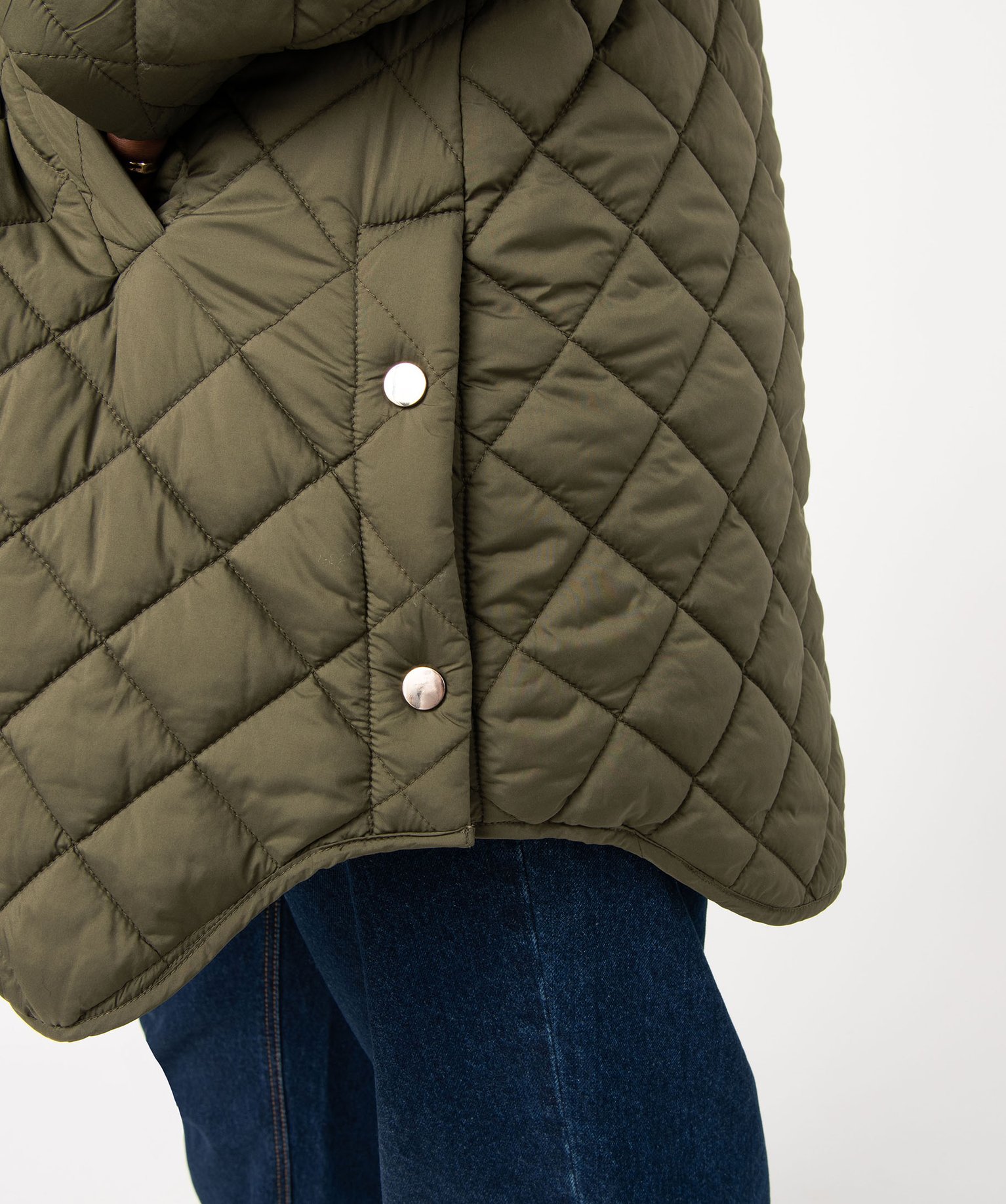 Manteau matelassé à capuche femme grande taille kaki | GEMO