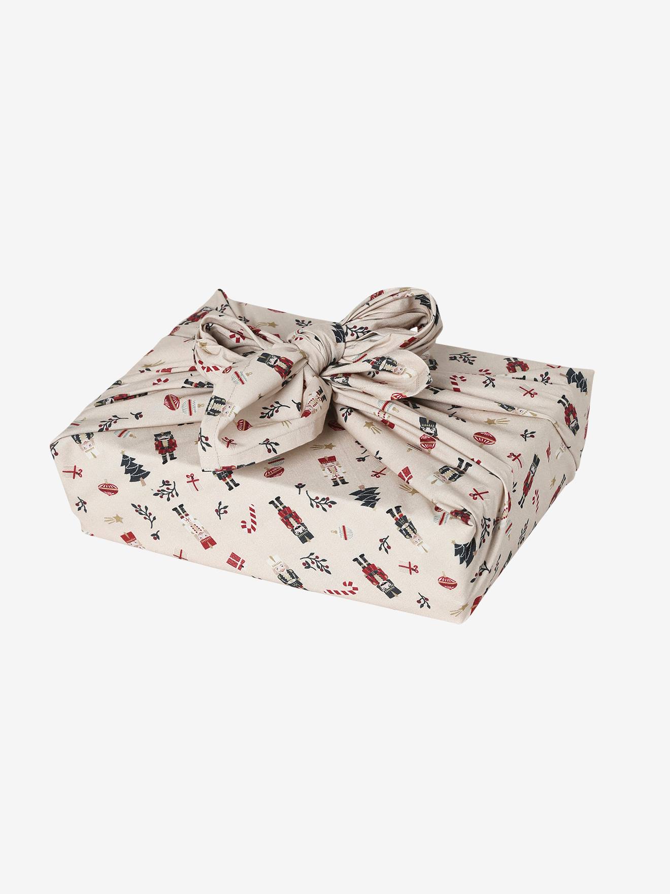 Vertbaudet 2er-Set Furoshiki-Geschenkverpackung NUSSKNACKER - beige