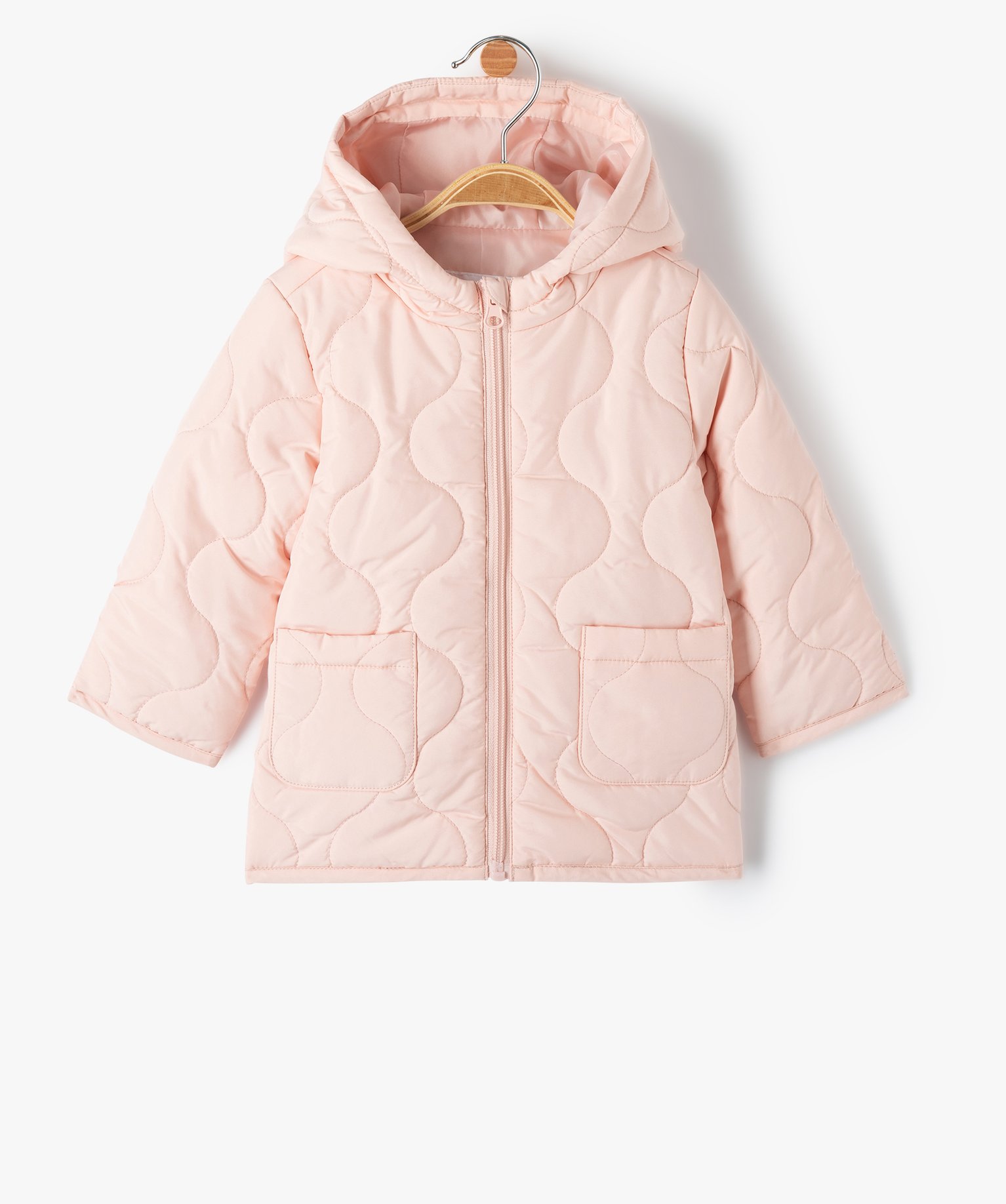 Blouson bébé fille matelassé à capuche rose | GEMO