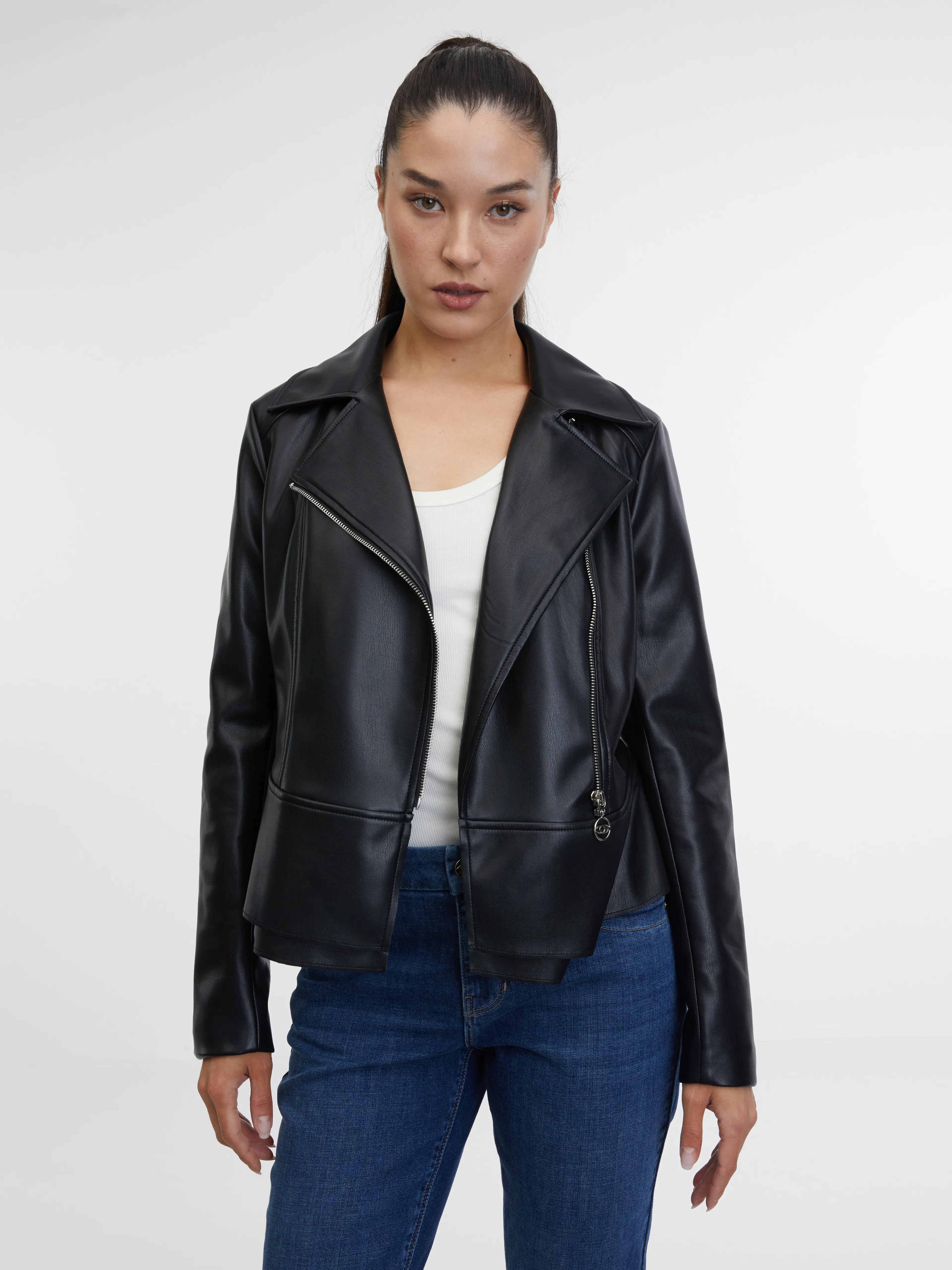 Schwarze Damen Lederjacke ORSAY