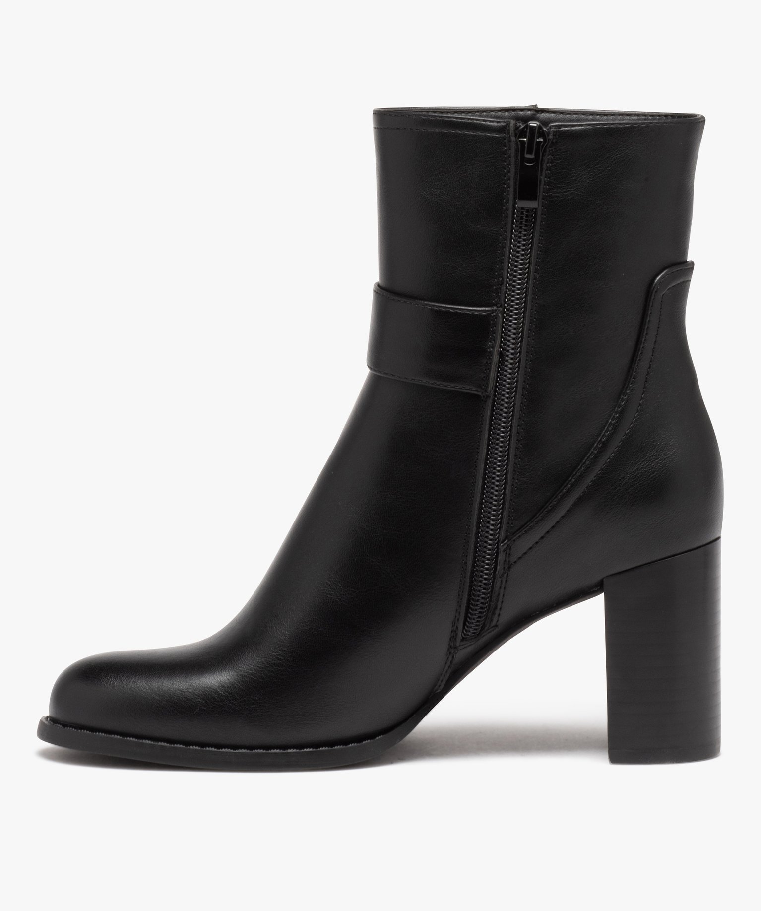 Boots femme unies à talon carré fermeture à zip noir | GEMO