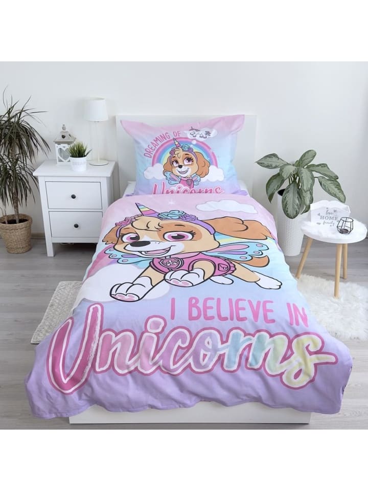 Paw Patrol 2-tlg.Set: Kinderbettwäsche Paw Patrol Skye Einhorn in Rosa günstig kaufen 140