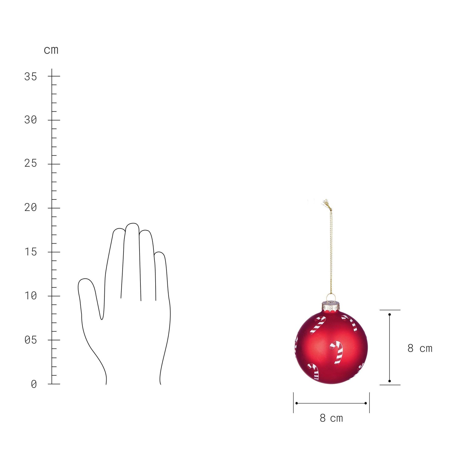 HANG ON Kugel Candy Cane Ø8cm