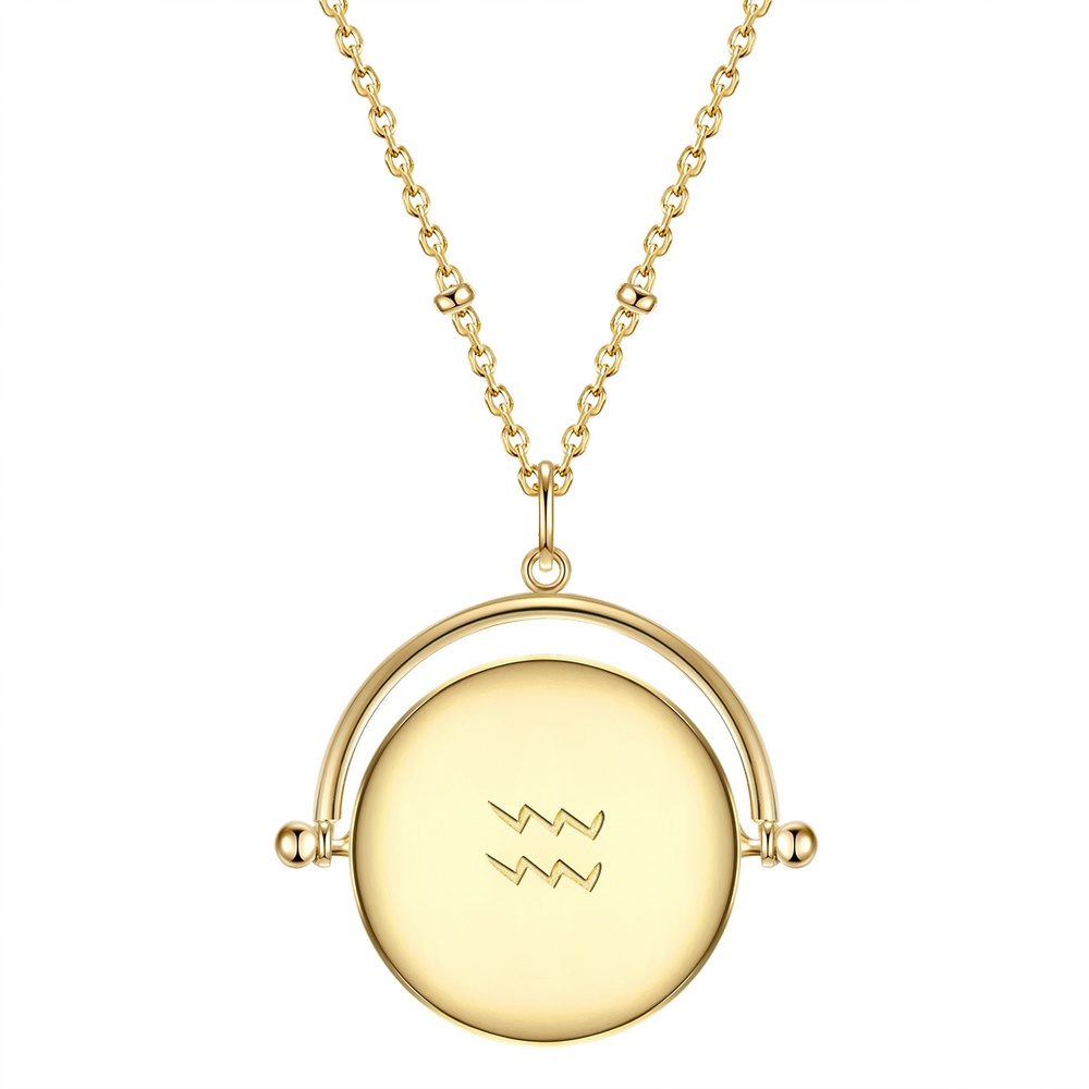Glanzstücke München Collier en argent Zodiaque Verseau Argent sterling Oxyde de zirconium (CZ) en Or  collier