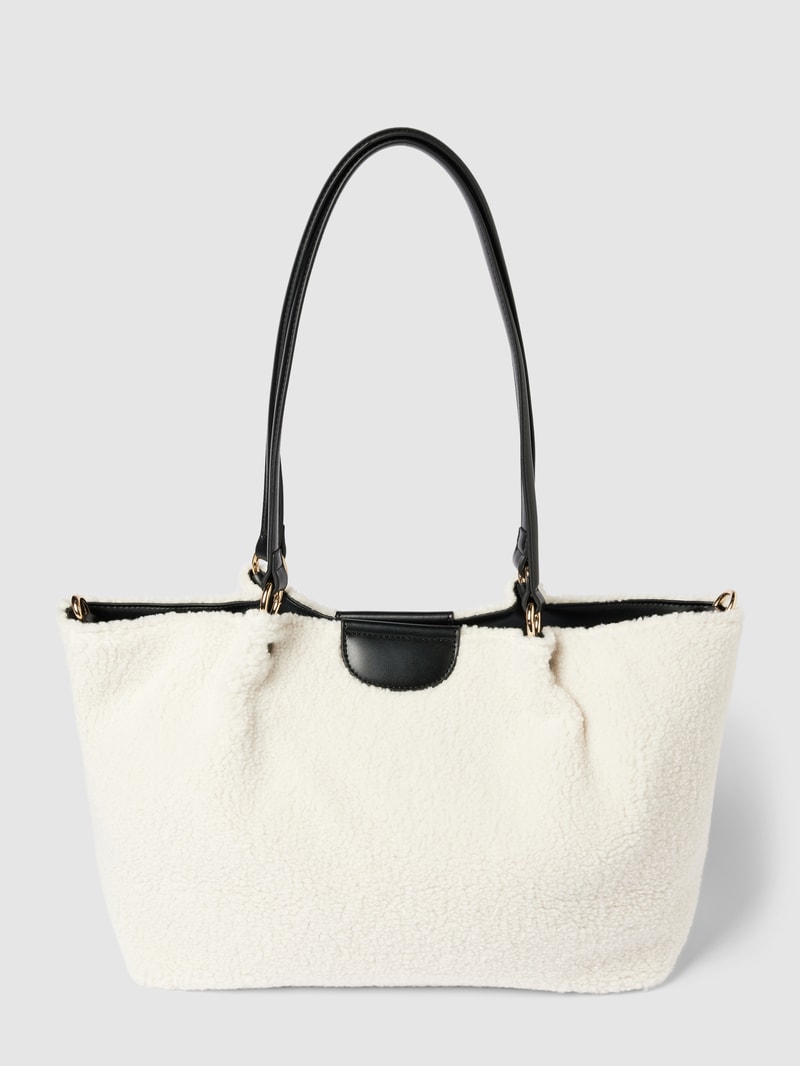Shopper mit Teddyfell Modell 'JUTIS' in ecru