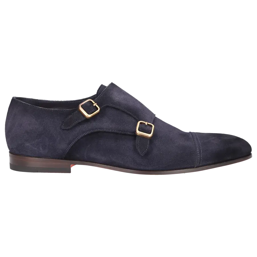 Santoni - Monk Schuhe 17805 Veloursleder - blau