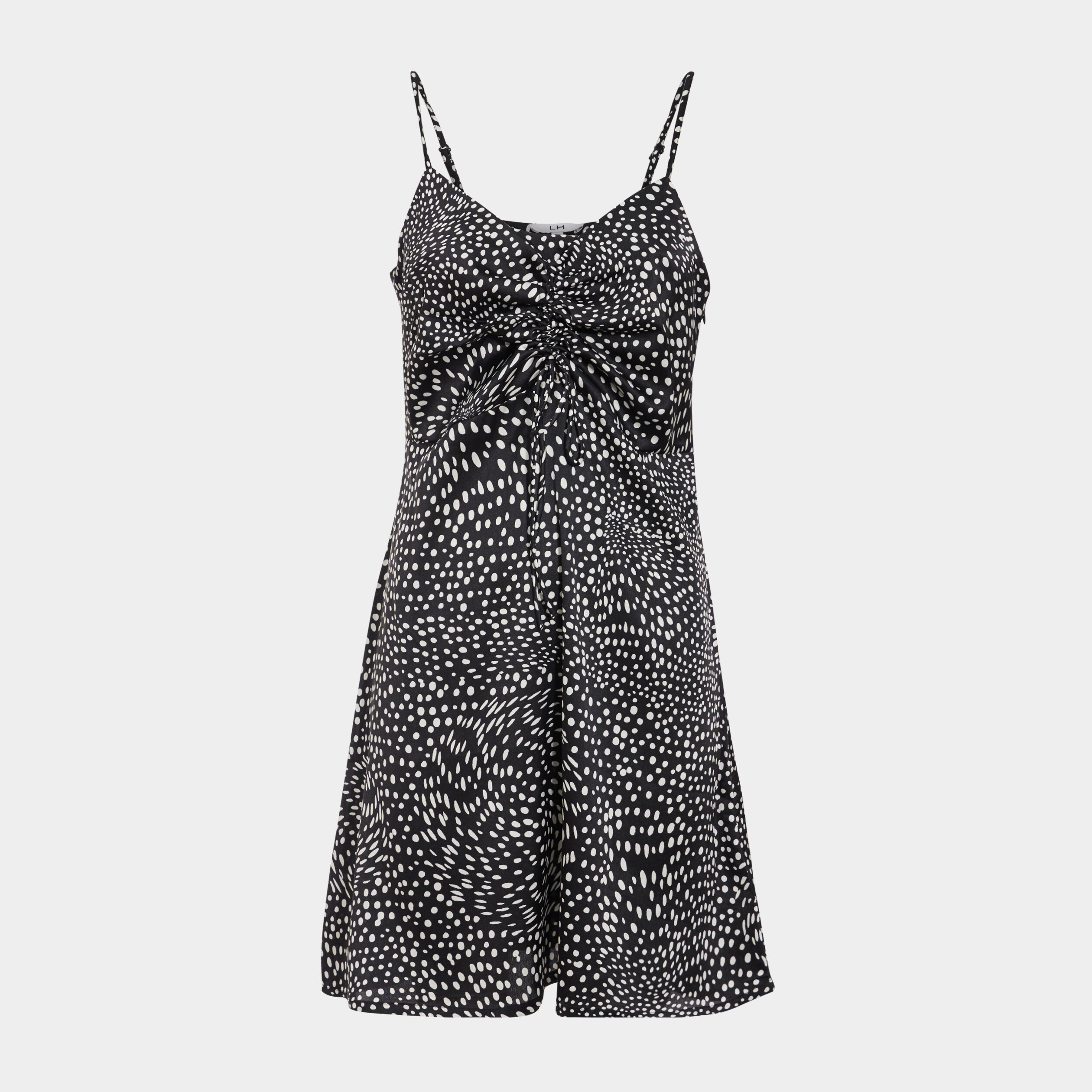 Robe courte évasée satinée col v noir femme | La Halle