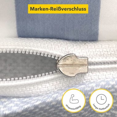 Bettwäsche Träumschön Wende Bettwäsche gestreift, Fein Biber Bettwäsche Punkte, Bettwäsche Grau, Wendebettwäsche aus 100% Baumwolle, Träumschön
