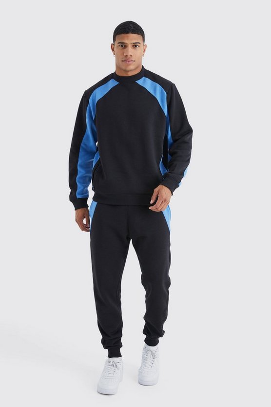 Colorblock Sweatshirt-Trainingsanzug mit Reißverschluss-Detail