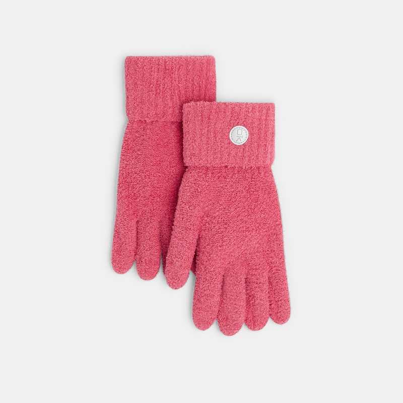 Gants en tricot hyper stretch rose fille