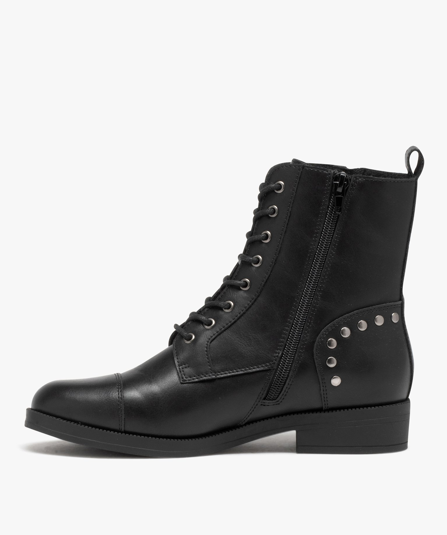 Boots femme unies style rock fermeture lacets et zip noir | GEMO