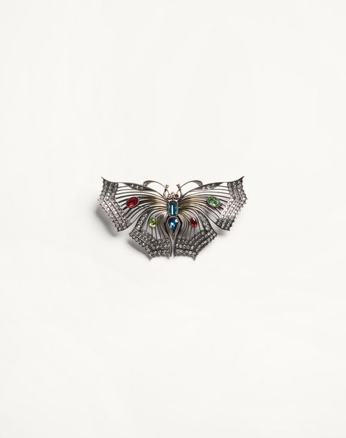 Broche Flutterby em metal e cristal