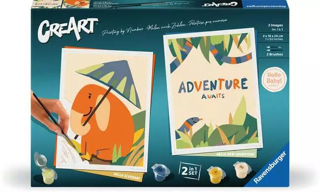 CreArt Hallo Baby: Safari Set - Malen nach Zahlen für Erwachsene