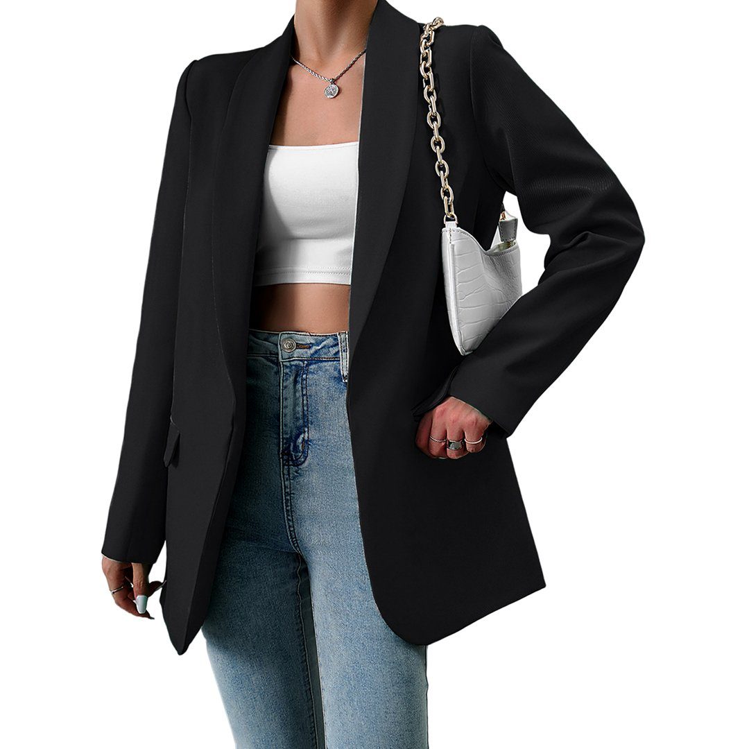YANN Hosenanzug Hochwertiger, lockerer Pendler-Freizeitblazer mit Revers (1-tlg) elegantes Aussehen