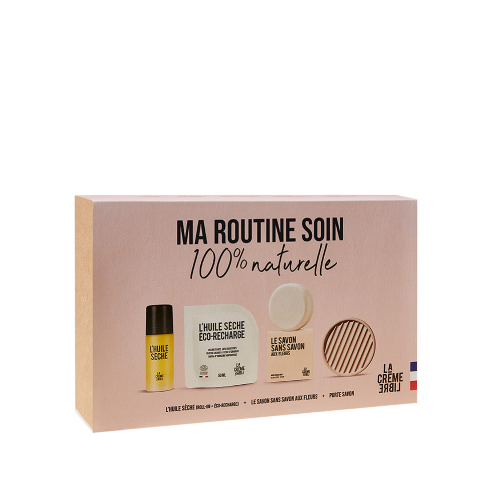 La crème libre Coffret L'Huile Sèche + Le Savon Aux Fleurs et son porte-savon Soin Corps