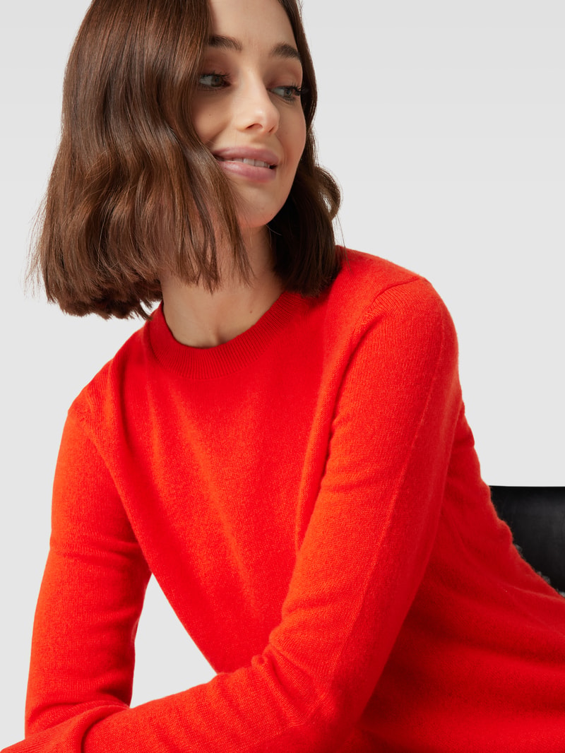 Kaschmirpullover in melierter Optik in orange