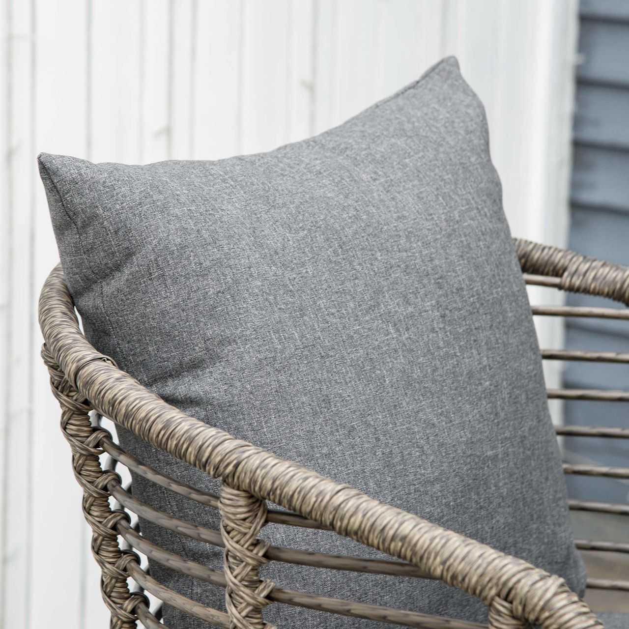 Outsunny Polyrattan Gartenmöbel Set 4-teiliges Rattensofa-Set Sitzgruppe Sitzgarnitur für Pause Lounge Teetisch mit Sofa Kissen Stahl Braun Grau